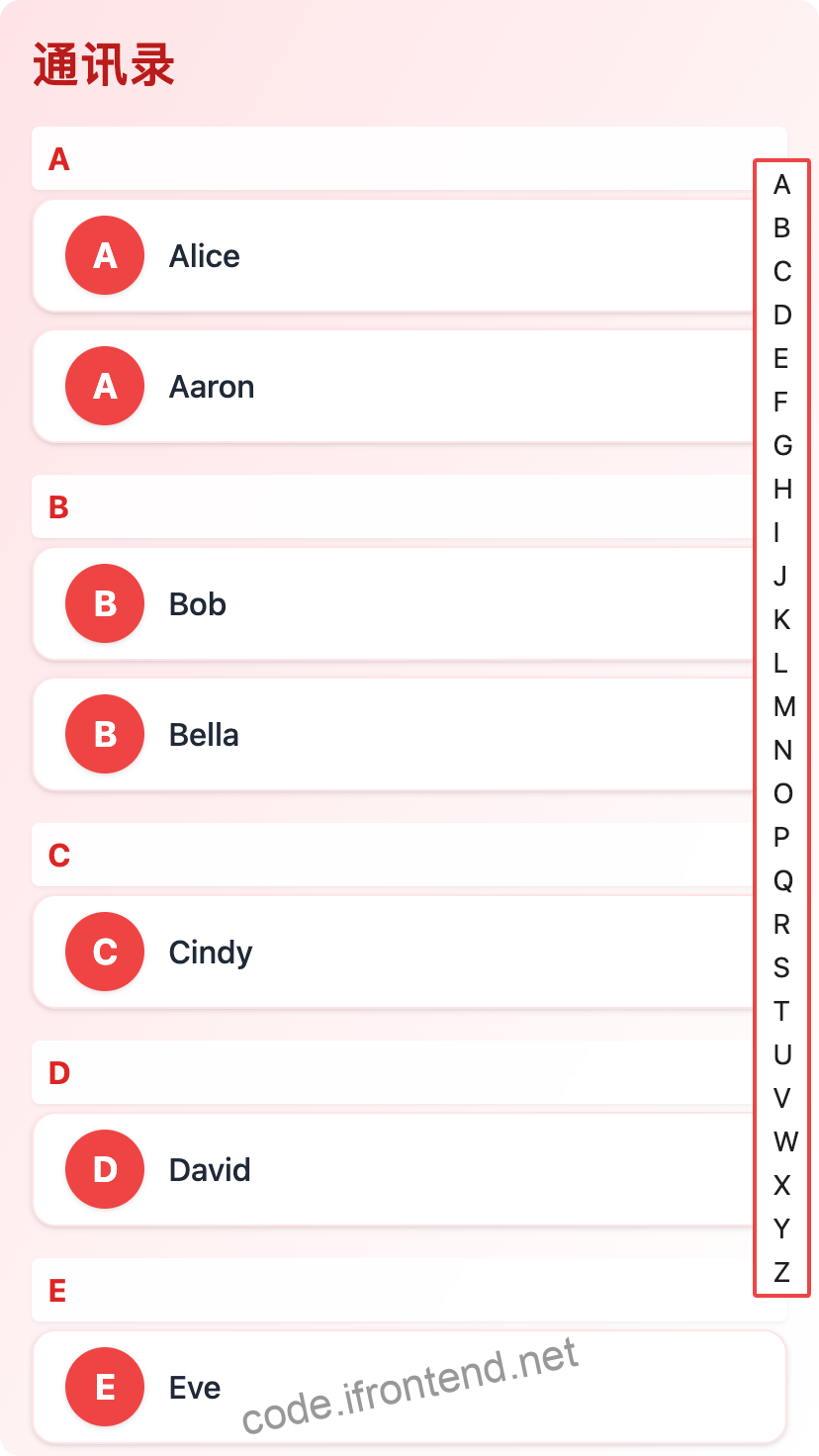 react+antd Anchor(锚点组件)通讯录字母索引实现
